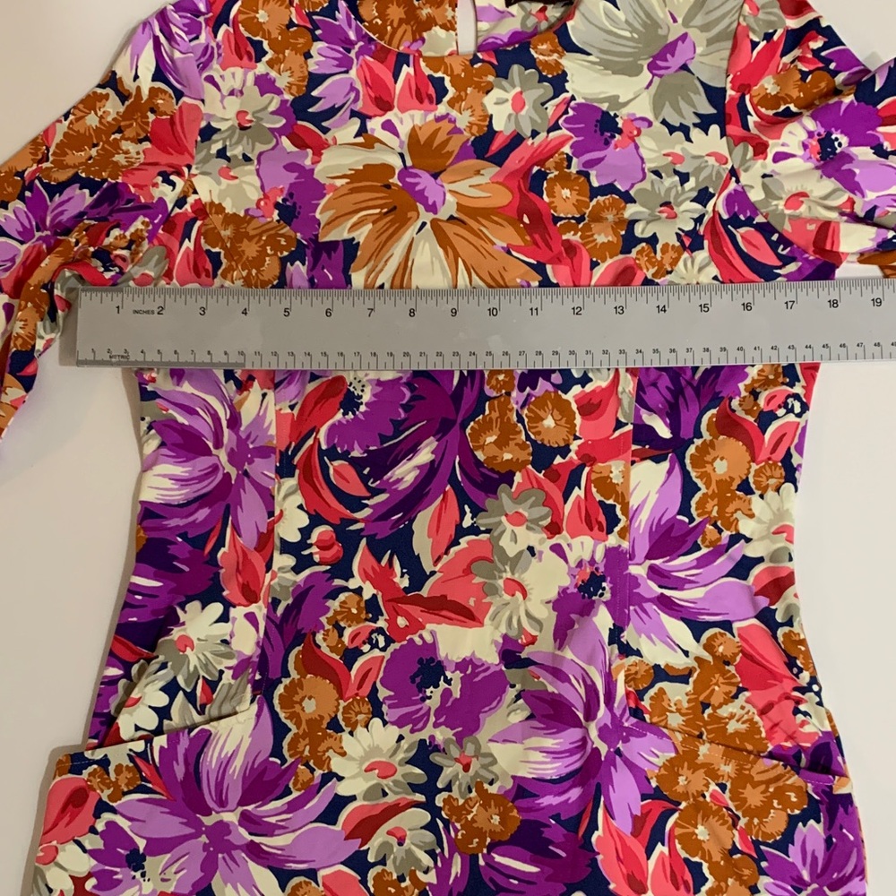 J.McLaughlin Catalyst Palmer Floral Shift Dress M Pockets Stretch 3/4 Sleeve - Picture 8 of 9
